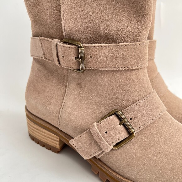 New Splendid Lug Boots Suede Moto Inspired Fold Over 9 - Picture 12 of 15